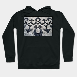 Swirly black and white patterns in Portuguese cobblestone Hoodie